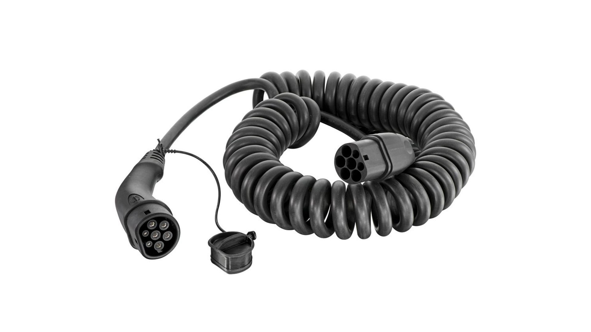 Harting sähköauton latauskaapeli valkoisella taustalla.